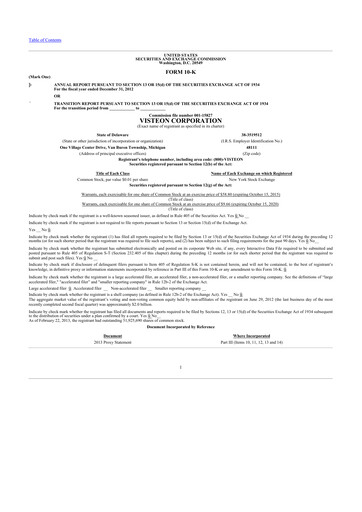Thumbnail Visteon 10-K Annual Report 2012