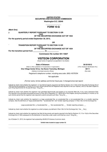 Thumbnail Visteon 10-Q Quarterly Report FY2013 