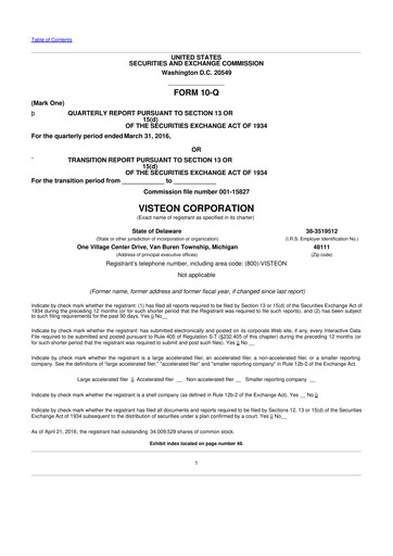 Thumbnail Visteon 10-Q Quarterly Report FY2016 