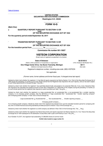 Thumbnail Visteon 10-Q Quarterly Report FY2017 