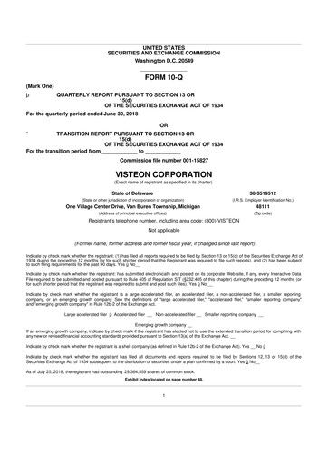 Thumbnail Visteon 10-Q Quarterly Report FY2018 