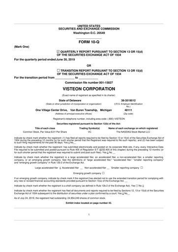 Thumbnail Visteon 10-Q Quarterly Report FY2019 
