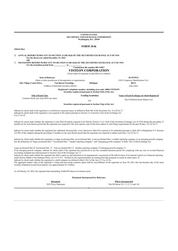 Thumbnail Visteon 10-K Annual Report 2021