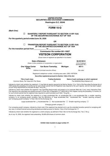 Thumbnail Visteon 10-Q Quarterly Report FY2026 