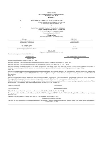 Thumbnail NiSource
 10-K Annual Report 2014