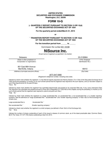 Thumbnail NiSource
 10-Q Quarterly Report FY2015 