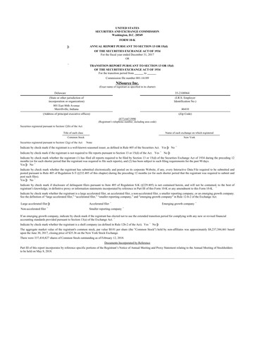 Thumbnail NiSource
 10-K Annual Report 2017