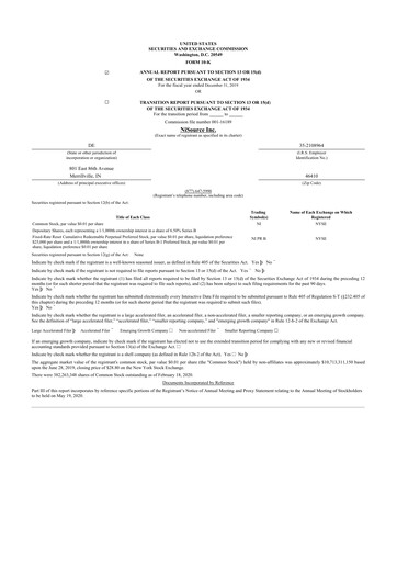 Thumbnail NiSource
 10-K Annual Report 2019