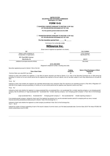 Miniature NiSource
 10-Q Rapport trimestriel 2026 