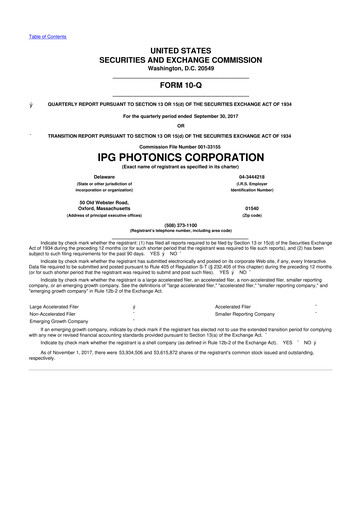 Thumbnail IPG Photonics 10-Q Quarterly Report FY2017 