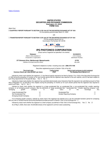 Thumbnail IPG Photonics 10-Q Quarterly Report FY2025 