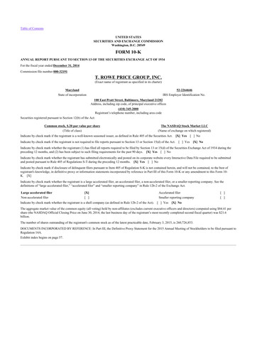 Thumbnail T. Rowe Price
 10-K Annual Report 2014