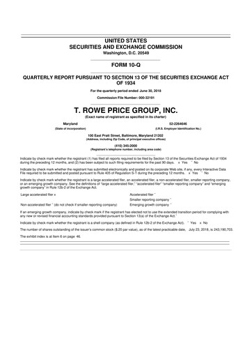 Thumbnail T. Rowe Price
 10-Q Quarterly Report FY2018 