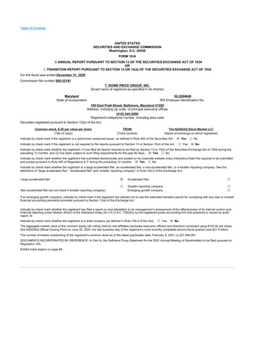 Thumbnail T. Rowe Price
 10-K Annual Report 2020