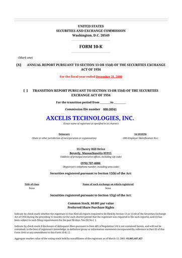 Thumbnail Axcelis Technologies
 10-K Annual Report 