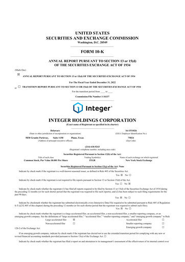 Thumbnail Integer Holdings
 10-K Annual Report 2022
