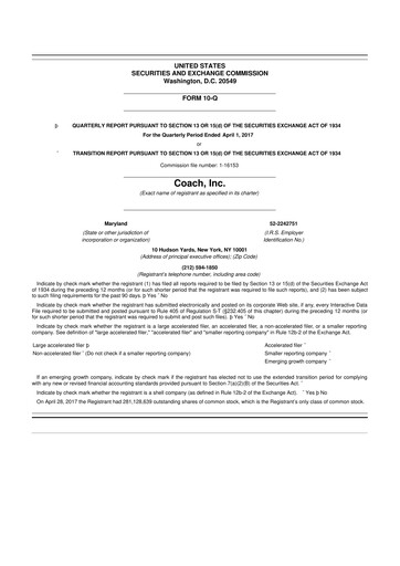Thumbnail Tapestry 10-Q Quarterly Report FY 
