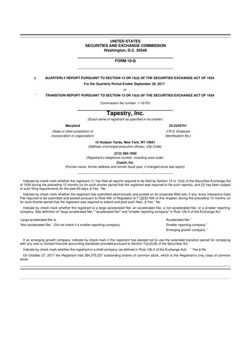 Thumbnail Tapestry 10-Q Quarterly Report FY 