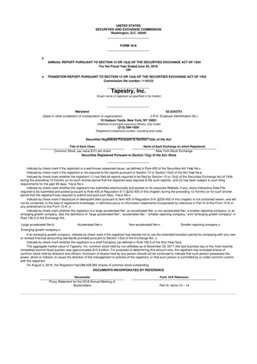 Thumbnail Tapestry 10-K Annual Report 