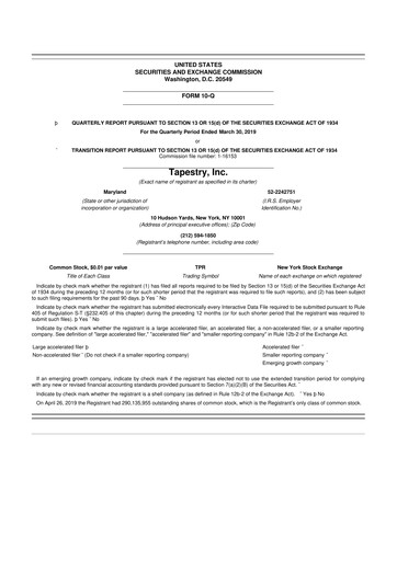 Thumbnail Tapestry 10-Q Quarterly Report FY 