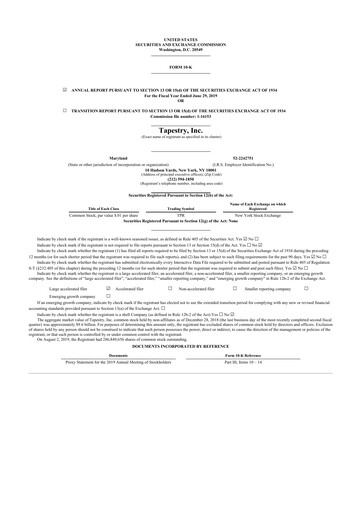 Vorschaubild Tapestry 10-K Jahresbericht 2019
