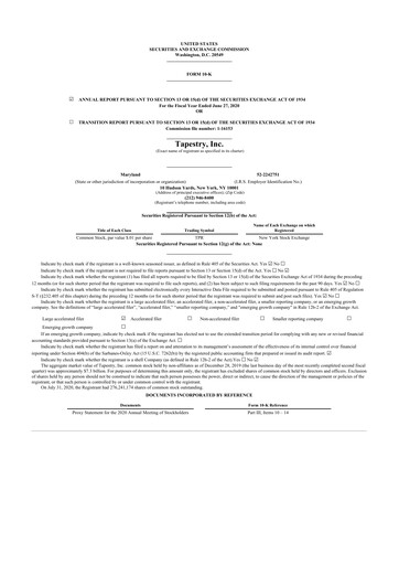 Vorschaubild Tapestry 10-K Jahresbericht 2020