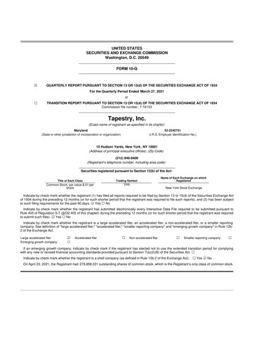 Thumbnail Tapestry 10-Q Quarterly Report FY2021 