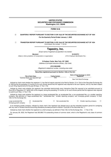 Thumbnail Tapestry 10-Q Quarterly Report FY2022 