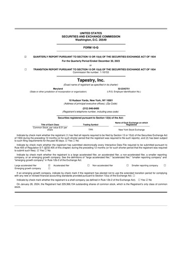 Thumbnail Tapestry 10-Q Quarterly Report FY2024 