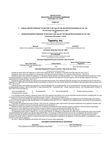 Thumbnail Tapestry 10-K Annual Report 2026