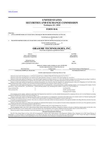 Thumbnail OraSure Technologies 10-K Annual Report 2023