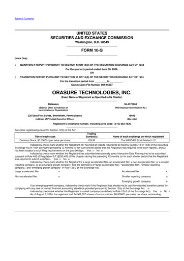 Thumbnail OraSure Technologies 10-Q Quarterly Report FY2024 
