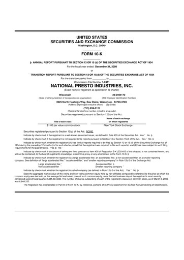 Vorschaubild National Presto Industries
 10-K Jahresbericht 