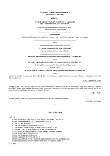 Thumbnail Compugen 20-F Annual Report 