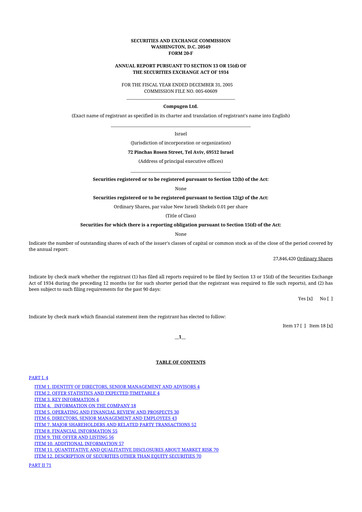 Thumbnail Compugen 20-F Annual Report 