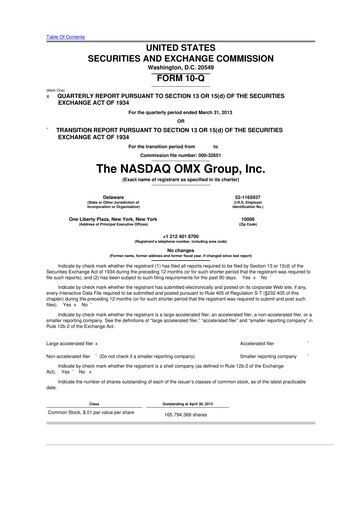 Thumbnail Nasdaq 10-Q Quarterly Report FY2013 