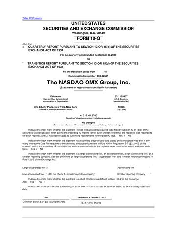 Thumbnail Nasdaq 10-Q Quarterly Report FY2013 