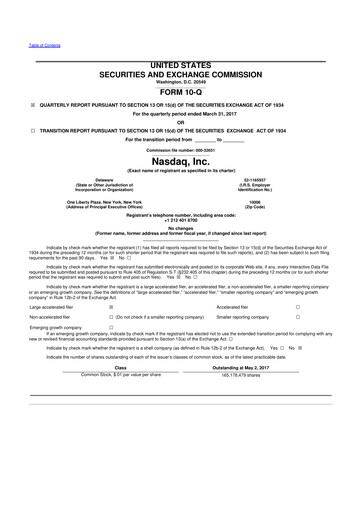 Thumbnail Nasdaq 10-Q Quarterly Report FY2017 