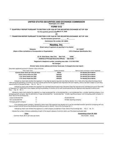 Thumbnail Nasdaq 10-Q Quarterly Report FY2020 