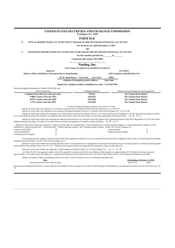 Thumbnail Nasdaq 10-K Annual Report 2021