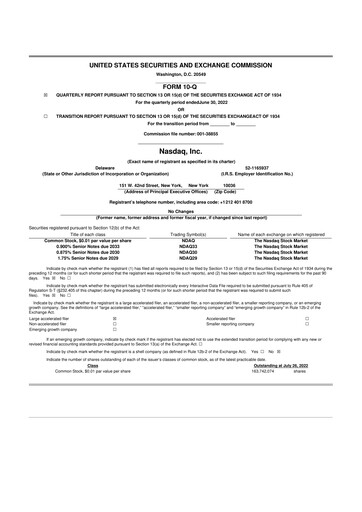 Thumbnail Nasdaq 10-Q Quarterly Report FY2022 