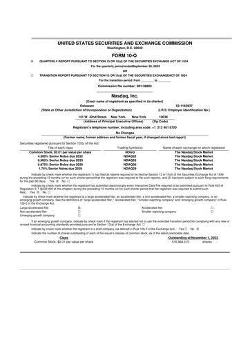 Thumbnail Nasdaq 10-Q Quarterly Report FY2023 