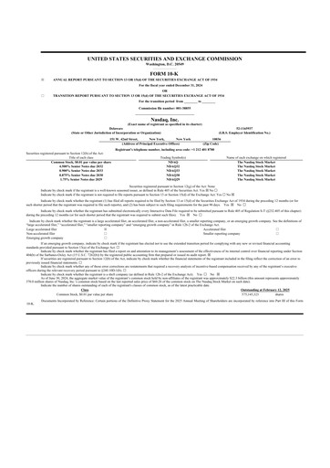 Thumbnail Nasdaq 10-K Annual Report 2024