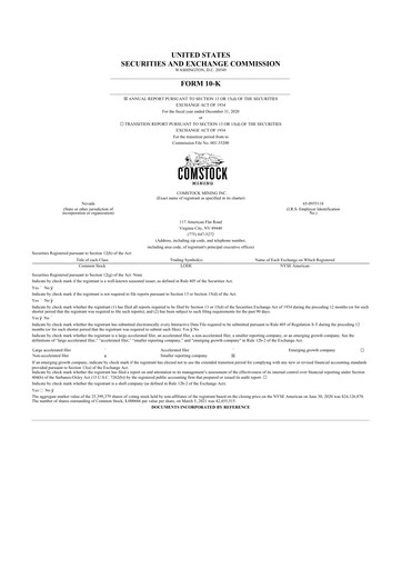 Thumbnail Comstock Inc. 10-K Annual Report 2020