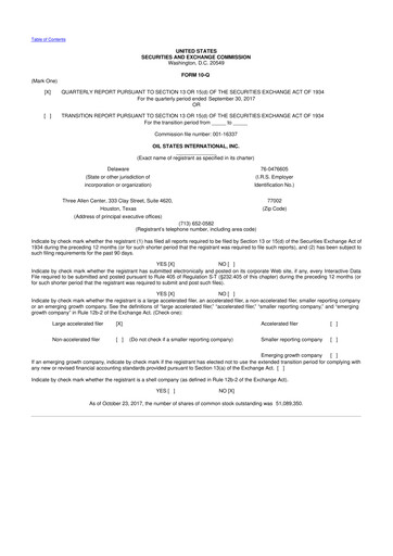 Thumbnail Oil States International
 10-Q Quarterly Report FY 
