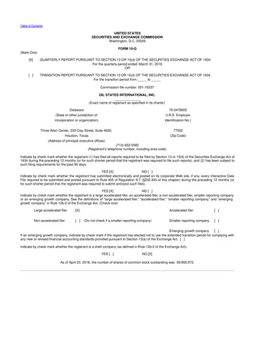 Thumbnail Oil States International
 10-Q Quarterly Report FY 