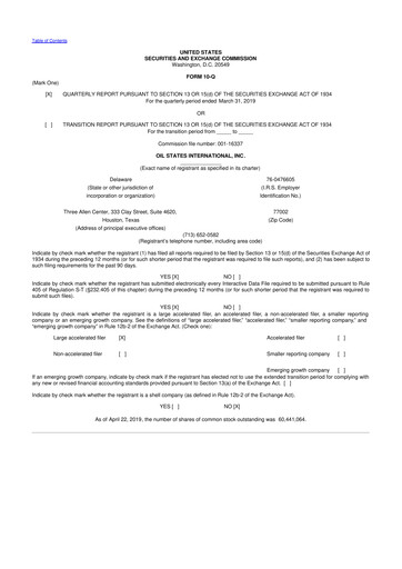 Thumbnail Oil States International
 10-Q Quarterly Report FY 