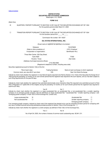 Thumbnail Oil States International
 10-Q Quarterly Report FY 