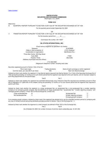 Thumbnail Oil States International
 10-Q Quarterly Report FY 