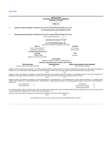 Thumbnail Oil States International
 10-Q Quarterly Report FY 